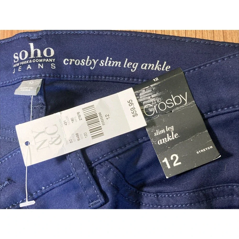 New York & Company Soho Jeans Crosby Slim Leg Navy Blue Ankle Pants (Women’s 12)
